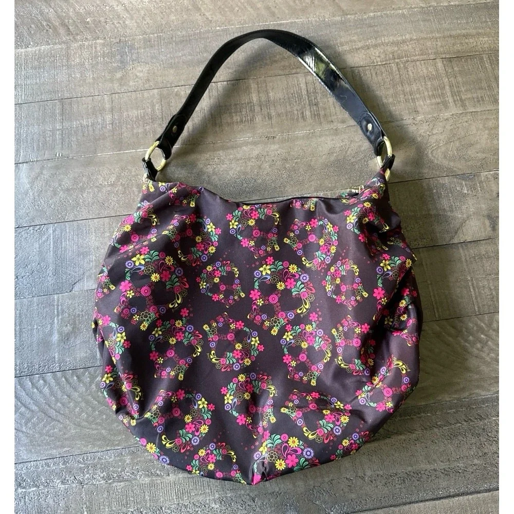 Betsey Johnson colorful floral happy skull‎ pattern hobo bag